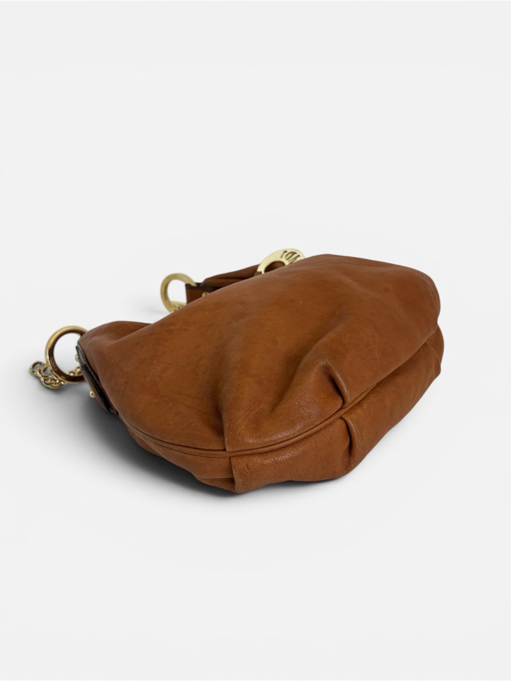 Fendi Tan Leather Shoulder Hobo with Gold Chain Accent - Picture 5 of 11